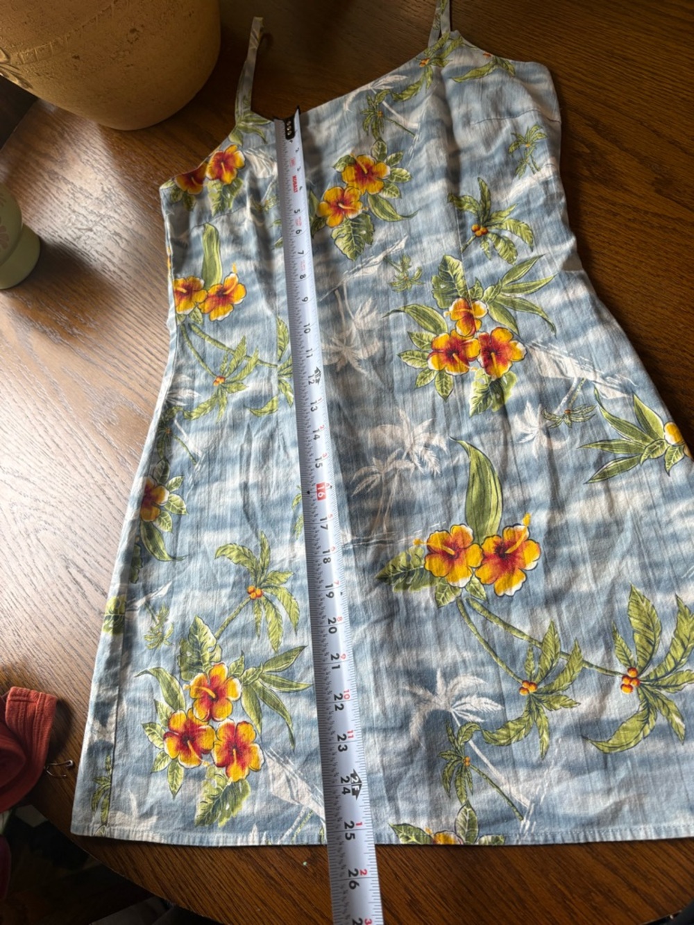 Aqua Blu Light Blue Floral Sundress with Yellow and Green Accents